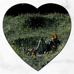 Astronaut Lying In Flowers Fantasy Jigsaw Puzzle (heart) by artworkshop