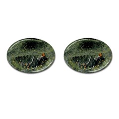 Astronaut Lying In Flowers Fantasy Cufflinks (oval)