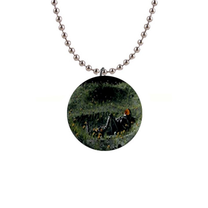 Astronaut Lying In Flowers Fantasy 1  Button Necklace