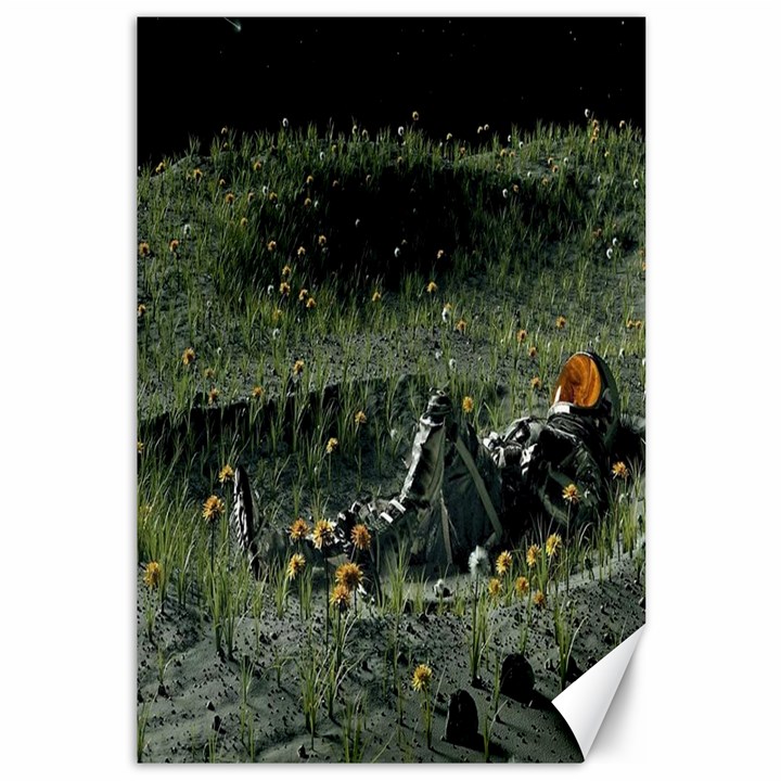 Astronaut Lying In Flowers Fantasy Canvas 12  x 18 