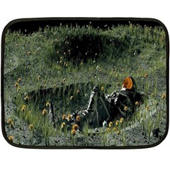 Astronaut Lying In Flowers Fantasy One Side Fleece Blanket (mini) by artworkshop