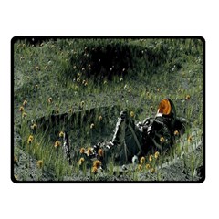 Astronaut Lying In Flowers Fantasy One Side Fleece Blanket (small) by artworkshop