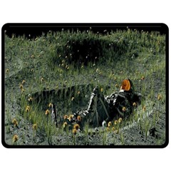 Astronaut Lying In Flowers Fantasy One Side Fleece Blanket (large) by artworkshop