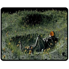 Astronaut Lying In Flowers Fantasy One Side Fleece Blanket (medium) by artworkshop