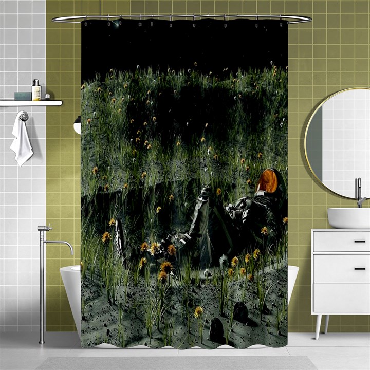 Astronaut Lying In Flowers Fantasy Shower Curtain 48  x 72  (Small) 