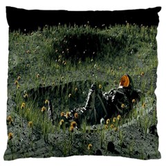 Astronaut Lying In Flowers Fantasy Large Cushion Case (two Sides) by artworkshop