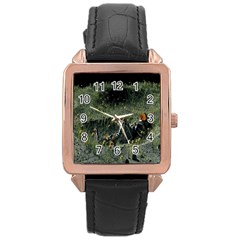 Astronaut Lying In Flowers Fantasy Rose Gold Leather Watch  by artworkshop