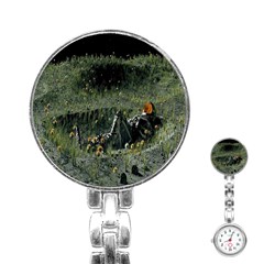 Astronaut Lying In Flowers Fantasy Stainless Steel Nurses Watch by artworkshop