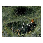 Astronaut Lying In Flowers Fantasy Premium Plush Fleece Blanket (Large) Blanket Back