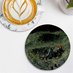 Astronaut Lying In Flowers Fantasy Uv Print Round Tile Coaster by artworkshop