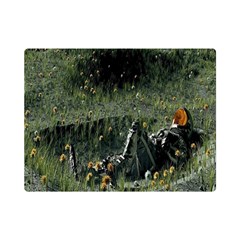 Astronaut Lying In Flowers Fantasy One Side Premium Plush Fleece Blanket (mini) by artworkshop