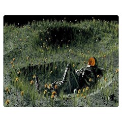 Astronaut Lying In Flowers Fantasy One Side Premium Plush Fleece Blanket (medium) by artworkshop