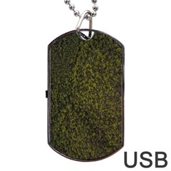 Green Grunge Background Dog Tag Usb Flash (two Sides) by artworkshop