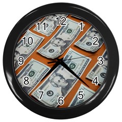 Money Pattern Wall Clock (black) by artworkshop