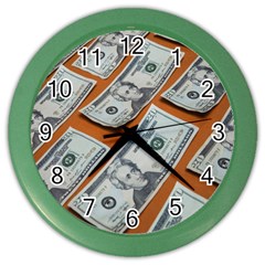 Money Pattern Color Wall Clock by artworkshop