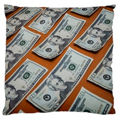 Money Pattern Large Premium Plush Fleece Cushion Case (one Side) by artworkshop