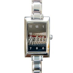 Patterned Tunnels On The Concrete Wall Rectangle Italian Charm Watch by artworkshop