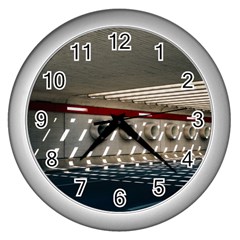 Patterned Tunnels On The Concrete Wall Wall Clock (silver) by artworkshop