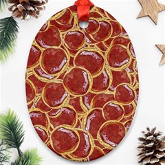 Cookies With Strawberry Jam Motif Pattern Ornament (oval) by dflcprintsclothing