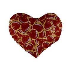 Cookies With Strawberry Jam Motif Pattern Standard 16  Premium Heart Shape Cushions by dflcprintsclothing