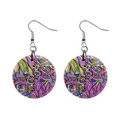 Abstract Intarsio Mini Button Earrings by kaleidomarblingart