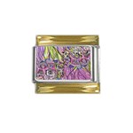 Abstract intarsio Gold Trim Italian Charm (9mm) Front