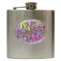 Abstract Intarsio Hip Flask (6 Oz) by kaleidomarblingart