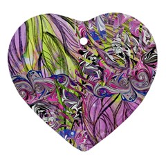 Abstract Intarsio Heart Ornament (two Sides) by kaleidomarblingart