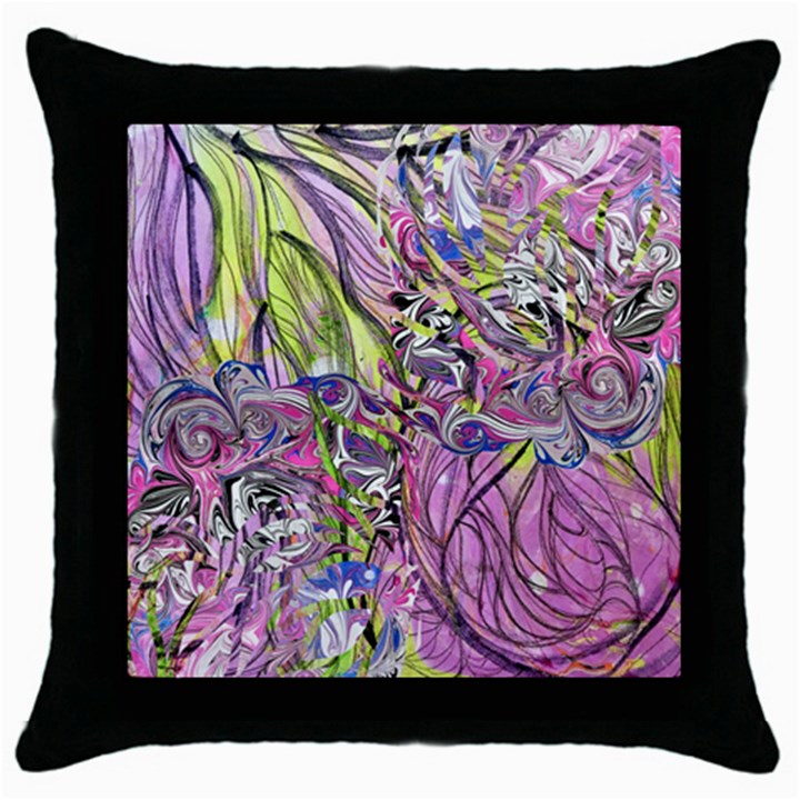 Abstract intarsio Throw Pillow Case (Black)