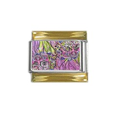 Abstract Intarsio Gold Trim Italian Charm (9mm)