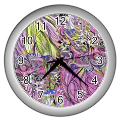 Abstract Intarsio Wall Clock (silver) by kaleidomarblingart