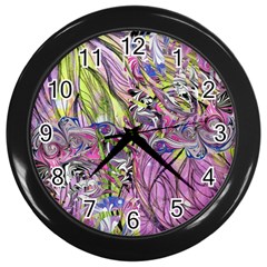 Abstract Intarsio Wall Clock (black) by kaleidomarblingart