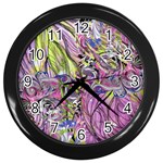 Abstract intarsio Wall Clock (Black) Front