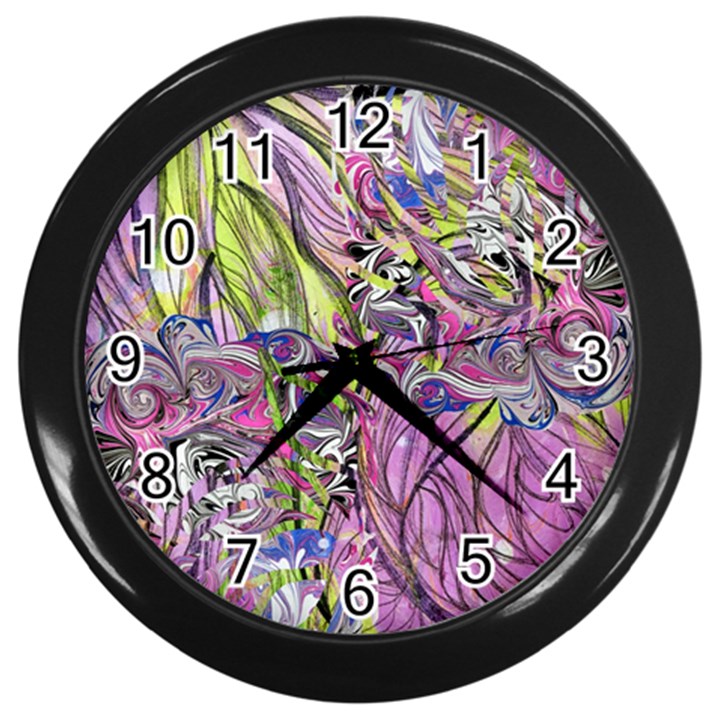 Abstract intarsio Wall Clock (Black)