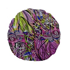 Abstract Intarsio Standard 15  Premium Round Cushions by kaleidomarblingart