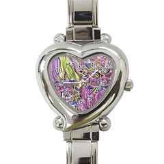 Abstract Intarsio Heart Italian Charm Watch by kaleidomarblingart