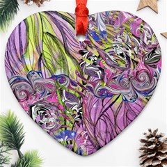 Abstract Intarsio Heart Ornament (two Sides) by kaleidomarblingart