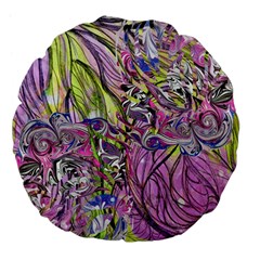 Abstract Intarsio Large 18  Premium Flano Round Cushions by kaleidomarblingart