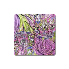 Abstract Intarsio Square Magnet by kaleidomarblingart