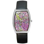 Abstract intarsio Barrel Style Metal Watch Front