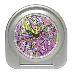 Abstract Intarsio Travel Alarm Clock by kaleidomarblingart