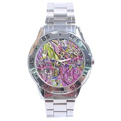 Abstract Intarsio Stainless Steel Analogue Watch by kaleidomarblingart