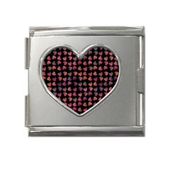 Mixed Colors Flowers Motif Pattern Mega Link Heart Italian Charm (18mm) by dflcprintsclothing