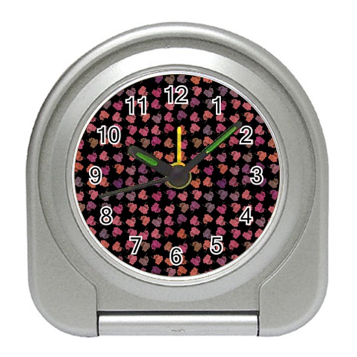 Mixed Colors Flowers Motif Pattern Travel Alarm Clock