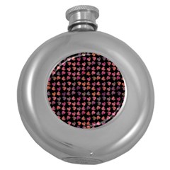 Mixed Colors Flowers Motif Pattern Round Hip Flask (5 Oz)