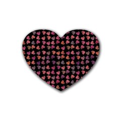 Mixed Colors Flowers Motif Pattern Rubber Heart Coaster (4 Pack) by dflcprintsclothing