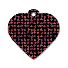 Mixed Colors Flowers Motif Pattern Dog Tag Heart (one Side)