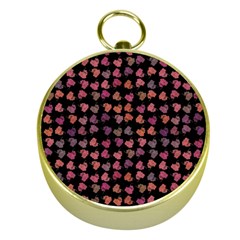 Mixed Colors Flowers Motif Pattern Gold Compasses