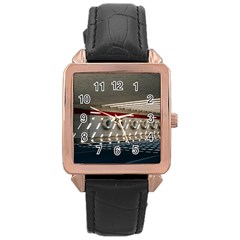 Patterned Tunnels On The Concrete Wall Rose Gold Leather Watch  by artworkshop