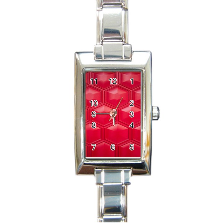 Red Textured Wall Rectangle Italian Charm Watch